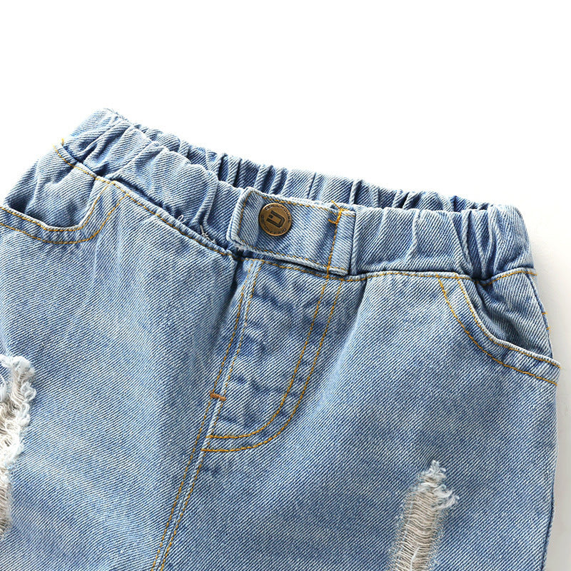 Kindermode Effen Kleur Ripped Jeans voor Peuters/ Kinderen