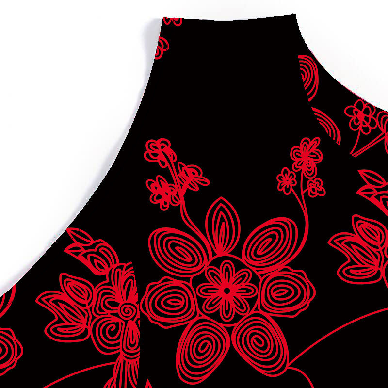 Hepburn Style Vintage Mouwloze 50's Slanke Taille Big Swingjurk met Riem en Bloempatroon voor Dames & Plus-size