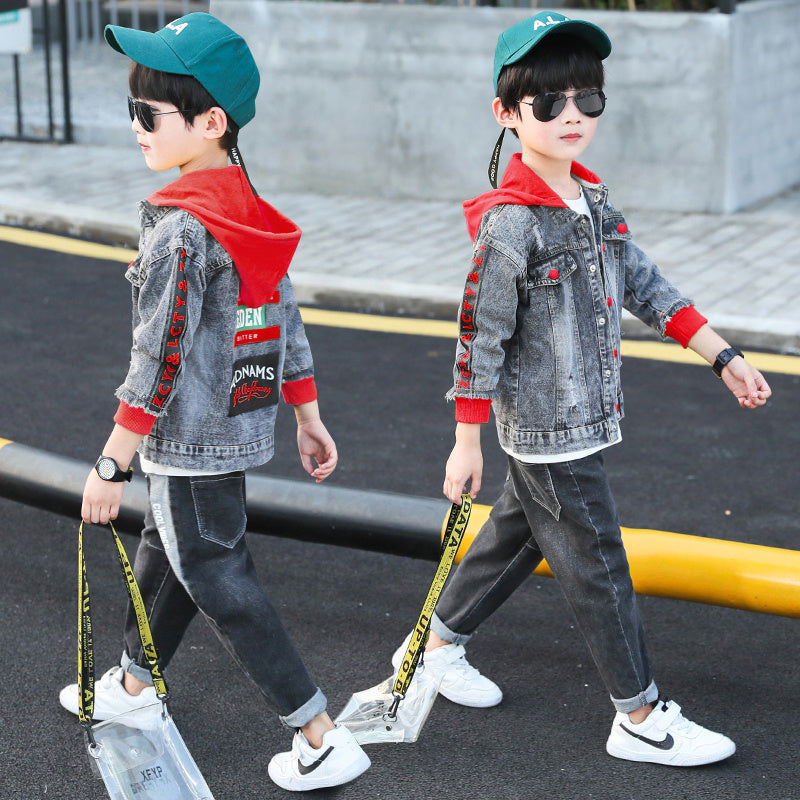 Casual Spijkerjack met Capuchon en Drukknopen voor Jongens