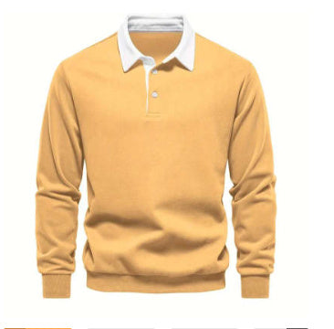 Casual Veelzijdige Revers Polosweater met Lange Mouwen en Knoopsluiting voor Heren & Jongens