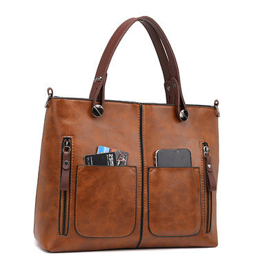 Grote retro-tas voor dames, eenvoudige crossbodytas