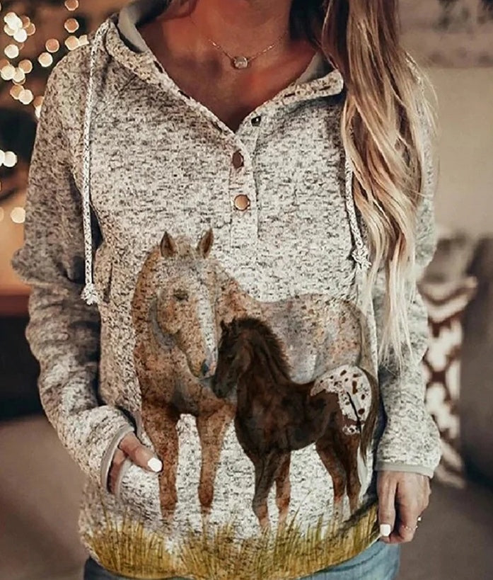 Dames casual hoodie met dierenprint