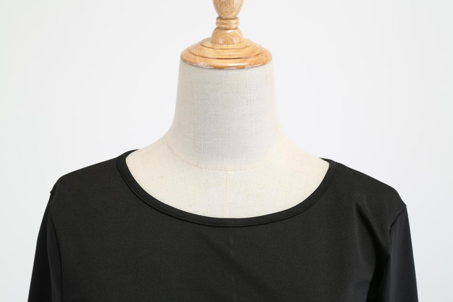 Retro Hepburn-stijl bedrukte patchwork swingjurk met lange mouwen