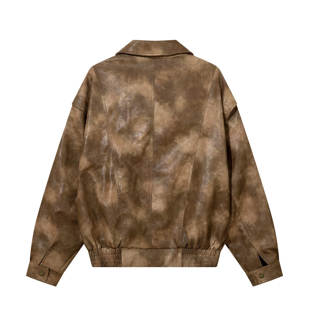 Contrasterende Kleur Jacket van PU-Leer voor Heren & Dames/ Plus-size