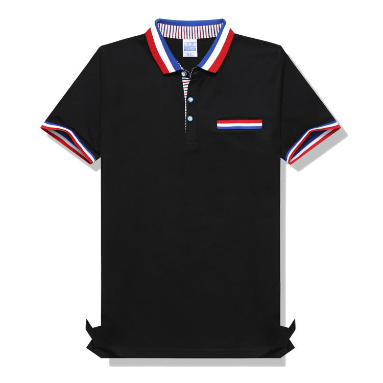Europese Stijlvolle Casual Gestreepte Revers Poloshirt met Korte Mouwen en Knoopsluiting voor Kinderen