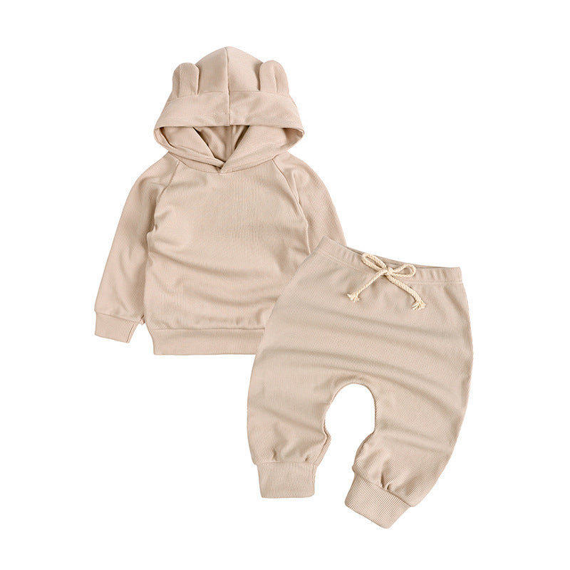 Harlan 2-delige Set Hoodie met Oortjes & Broek met Trekkoord in Europese en Amerikaanse Stijl voor Baby's/ Peuters