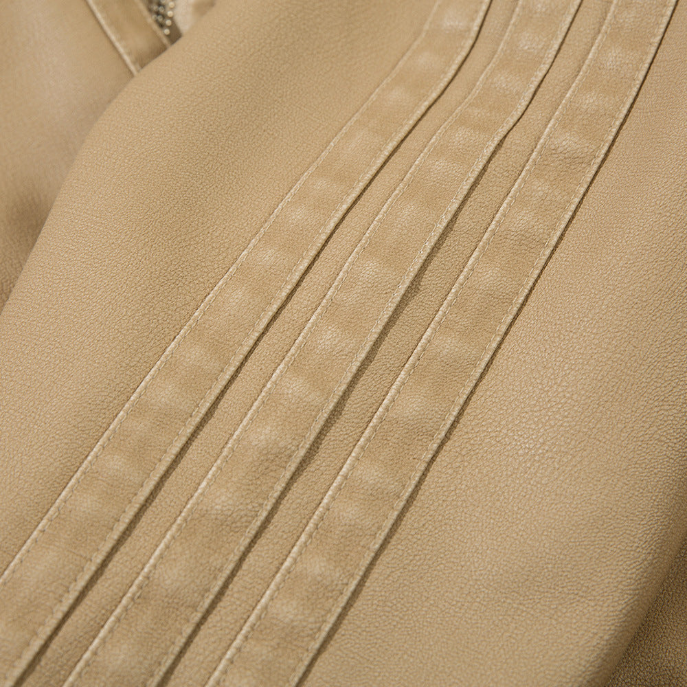 Trendy Losse Jacket van PU-Leer en Geborduurde Letters voor Heren