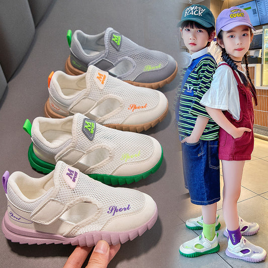Casual Effen Kleur Ademend Sportschoenen van Mesh met Klittenband voor Kinderen