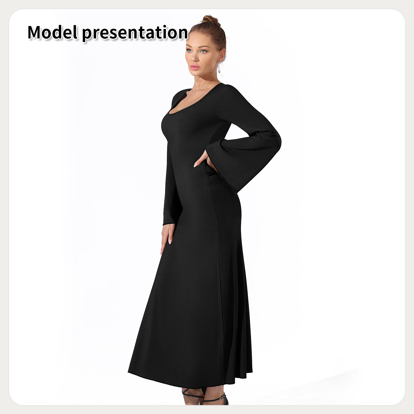 Casual Eenvoudige Effen Kleur Business/ Event Maxi Jurk met Lange Mouwen voor Dames & Plus-size
