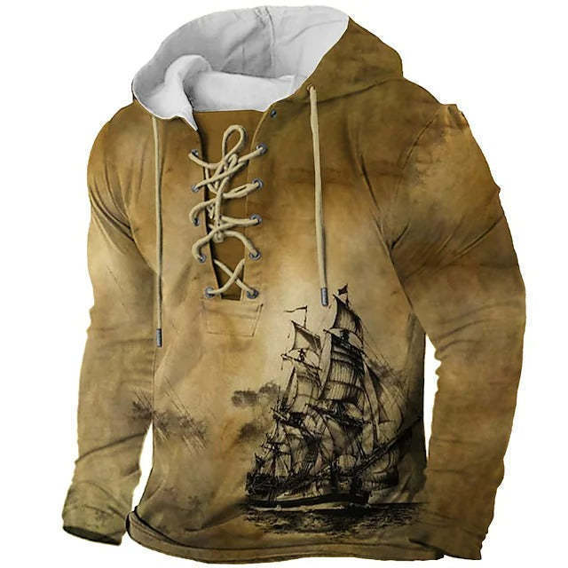 Retro Vlag Print Heren Hoodie
