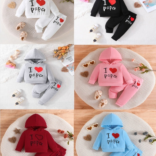 Tweedelige Outfit voor Meisjes Hoodie met Bedrukt Love Letter & Broek voor Baby's/ Peuters