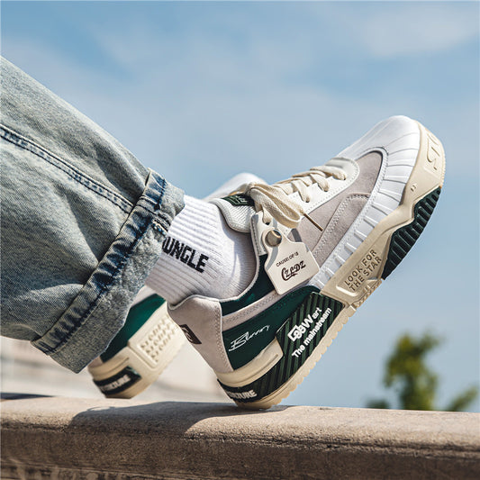 Europese Unieke Ontwerp Casual Colorblocking Sneakers van PU-Leer met Veters voor Unisex