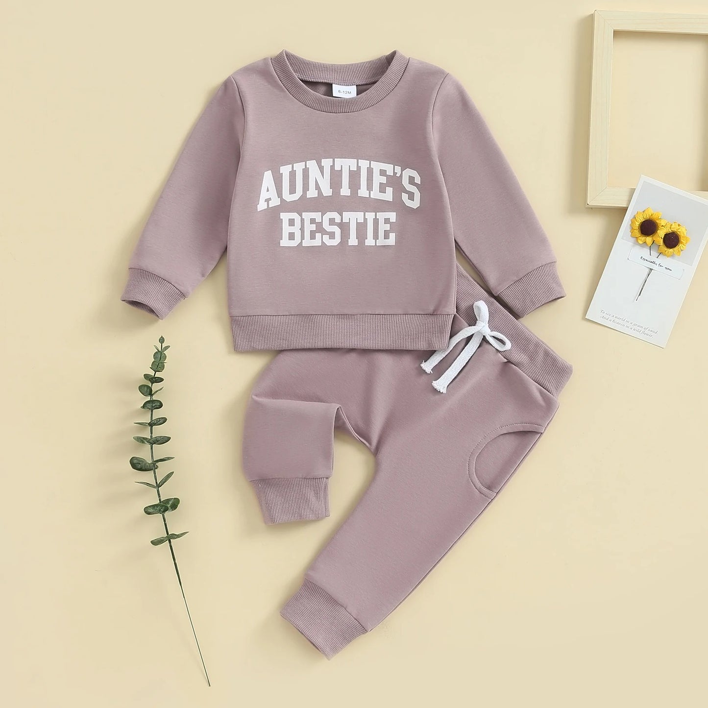 Europese en Amerikaanse Stijl Meisjesmode Eenvoudig Letterprint Sweatshirt & Joggingbroek voor Baby's/ Peuters
