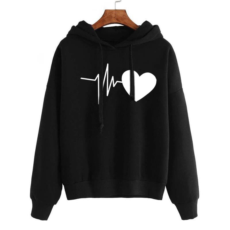 Dames Hartprint Streetwear Hoodies