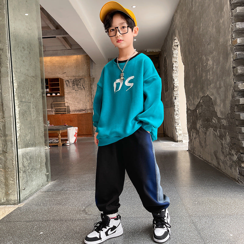 Westerse Stijl 2-delige Outfit Sweater met Cartoonprint & Joggingbroek voor Kinderen/ Tieners