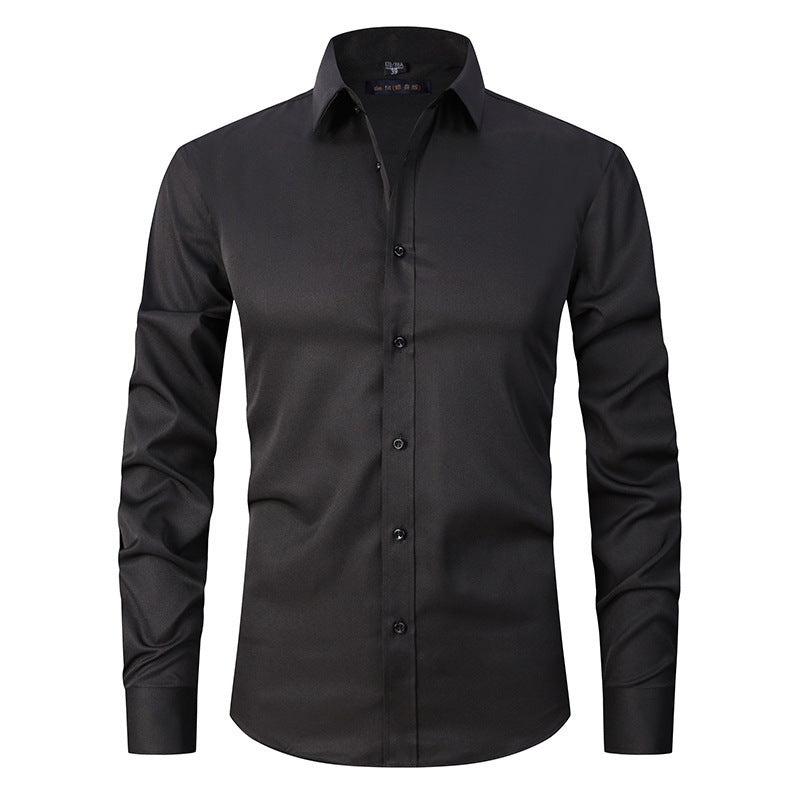 Casual/Business Slim-fit Stretch Overhemd met Lange Mouwen en Knoopsluiting voor Heren