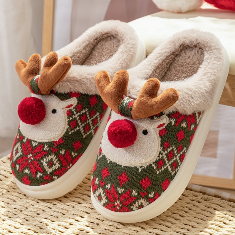 Kerstmis Modieuze Schattige Antislip Winter Kerstpantoffels van Pluche voor in Huis voor Dames & Meiden