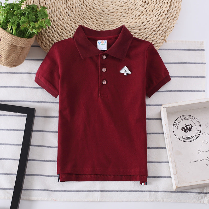 Europese Designer Ontwerp Modieze Casual Effen Kleur Poloshirt met Geborduurde Embleem en Korte Mouwen voor Kids & Teenager
