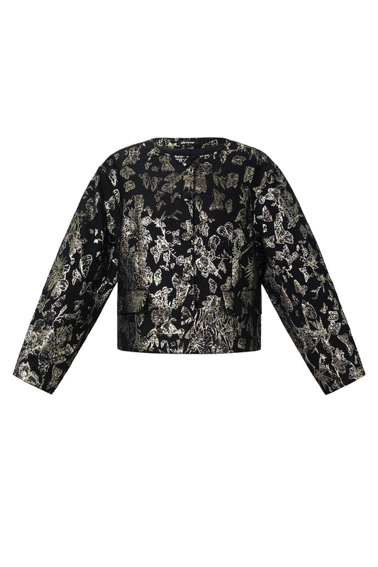 Geweven Polyestervezel Vrouwen Jas Elegante Bloemenprint Herfst/Winter