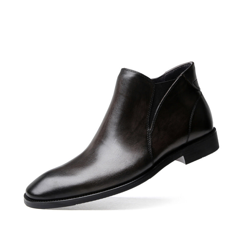 Europese Stijlvolle Designer Casual/Business Elegante Effen Kleur met/zonder Fluweel Puntige Chelsea Boots van Echt Leer met Ritssluiting voor Heren