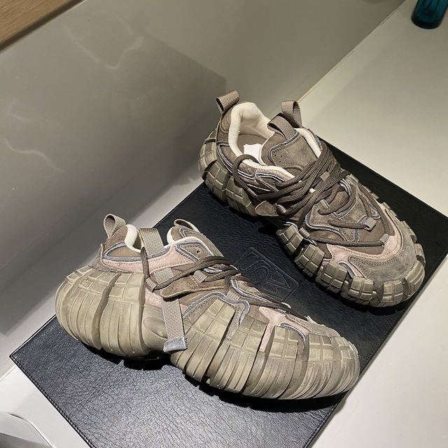 Europese Trendy Chunkey Sneakers van PU-Leer met Bandenprofiel Zool en Vetersluiting voor Heren