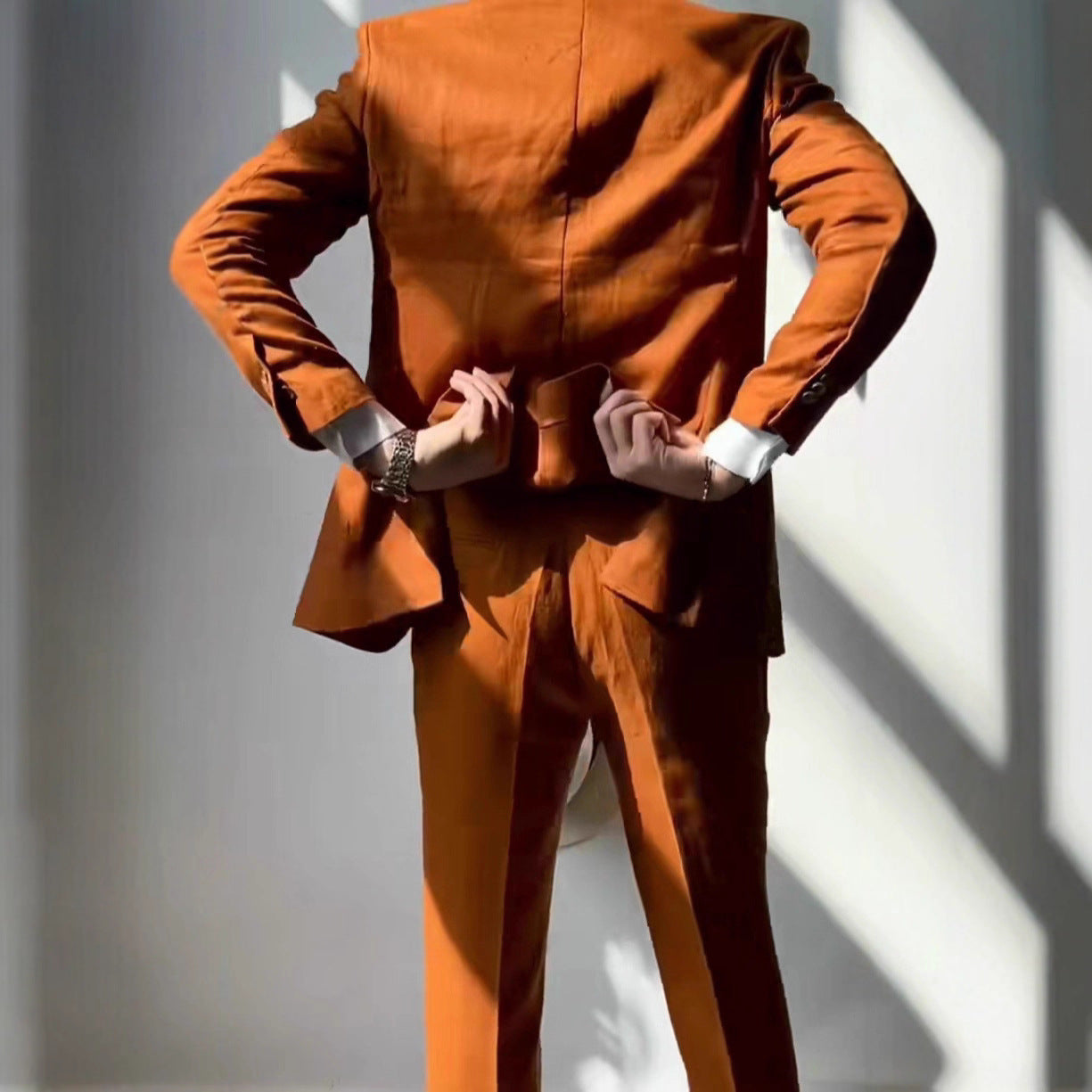 Modieuze Casual Business Effen Kleur Lichtgewicht 2-delige Slim Fit Pak * Colbert & Pantalon met Knoopsluiting * voor Heren