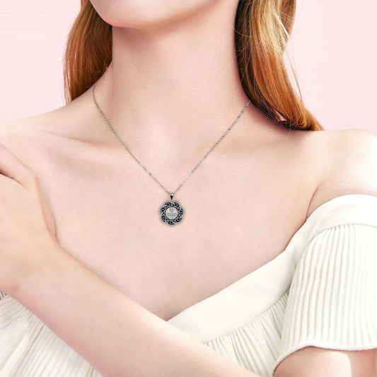 Europese Vintage Elegante Keltische Halsketting en Klavertje-hanger met Zirkoonsteentjes voor Dames