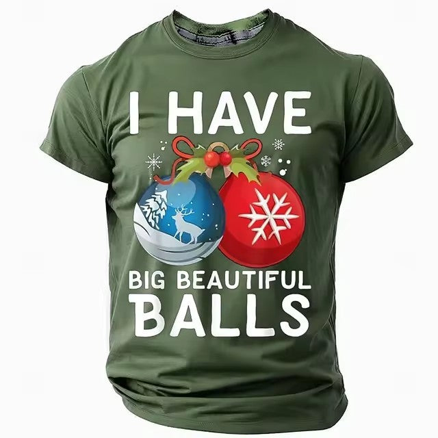 Kerstmis Casual Kerst Humor 3D-Bedrukte Ronde Hals T-shirt met Korte Mouwen voor Heren & Jongens