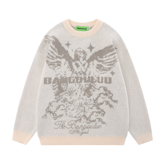 Amerikaanse Casual Standbeeld Engel Trui voor Dames