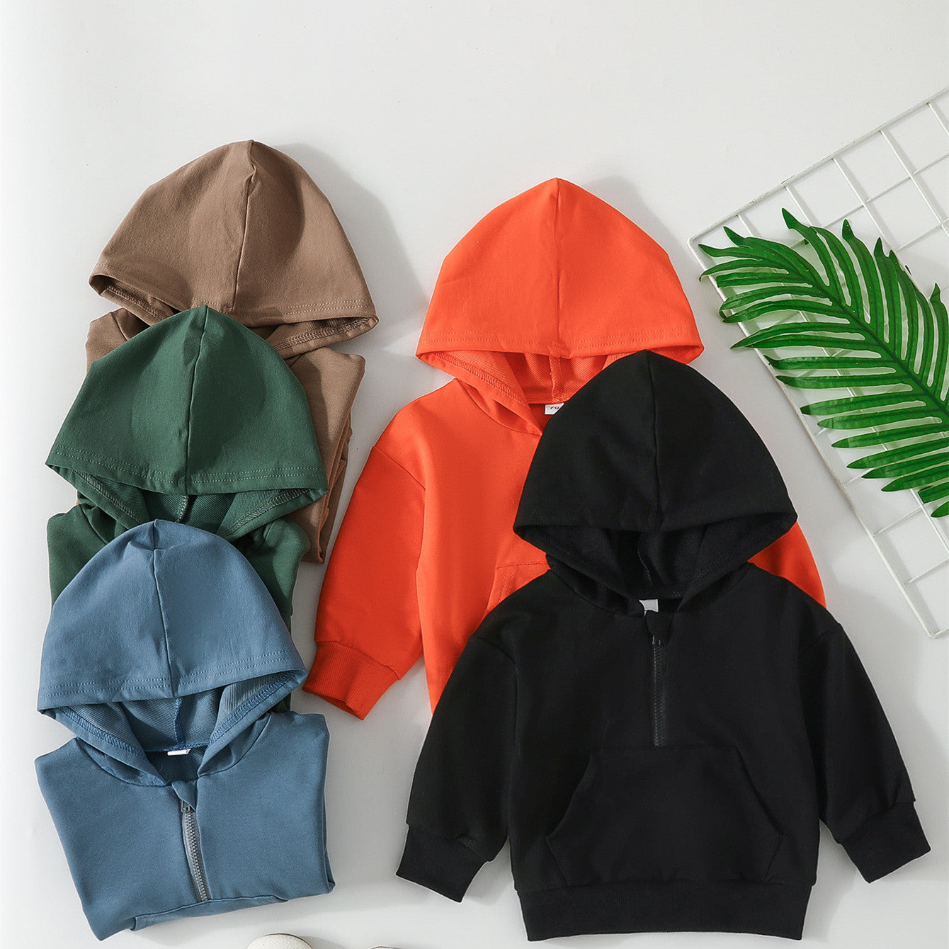 Effen Snoepkleurige Hoodie met Rits in Europese en Amerikaanse Stijl voor Kinderen