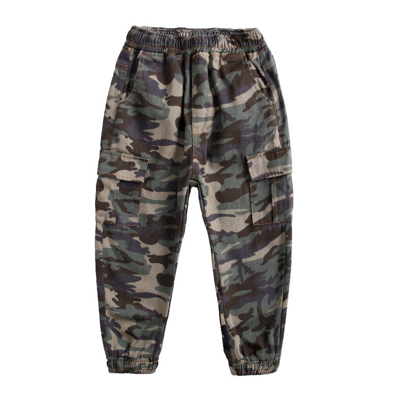 Modieuze Casual Militaire Camouflage Multi-pocket Cargobroek voor Kinderen