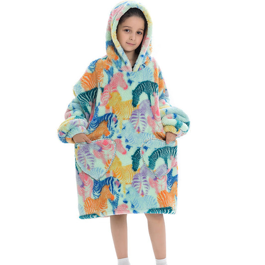 Oversized Flanellen Thermische Pyjama Sweatshirt met Print voor Kinderen / Tieners