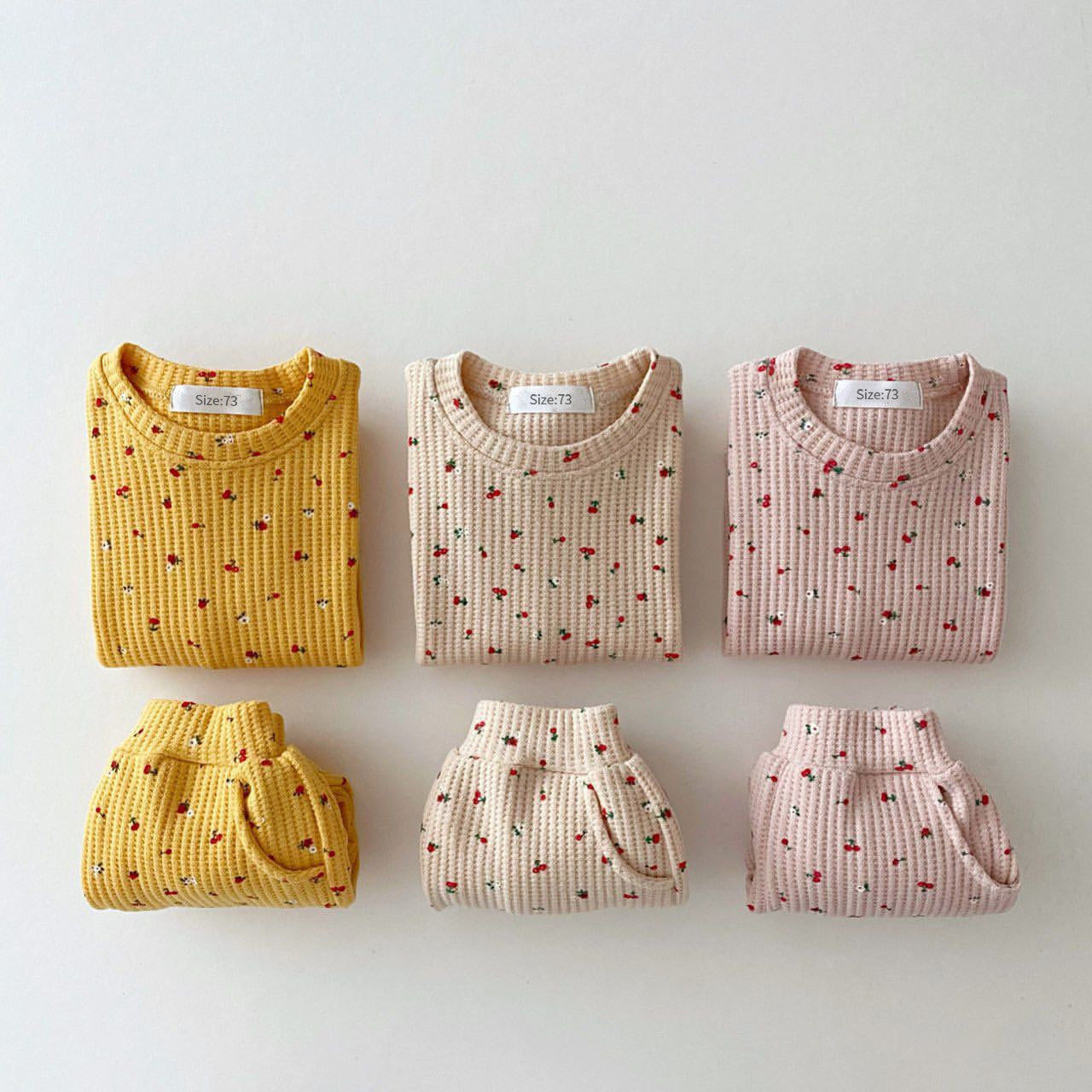 Casual 2delige-set Wafel Sweatshirt & Broek met Fruitprint voor Baby's / Peuters