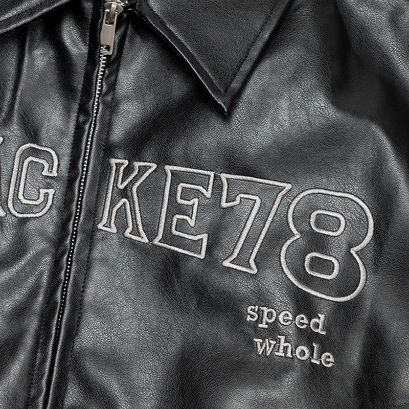 Casual Jacket van PU-Leer met Geborduurde Letters voor Heren