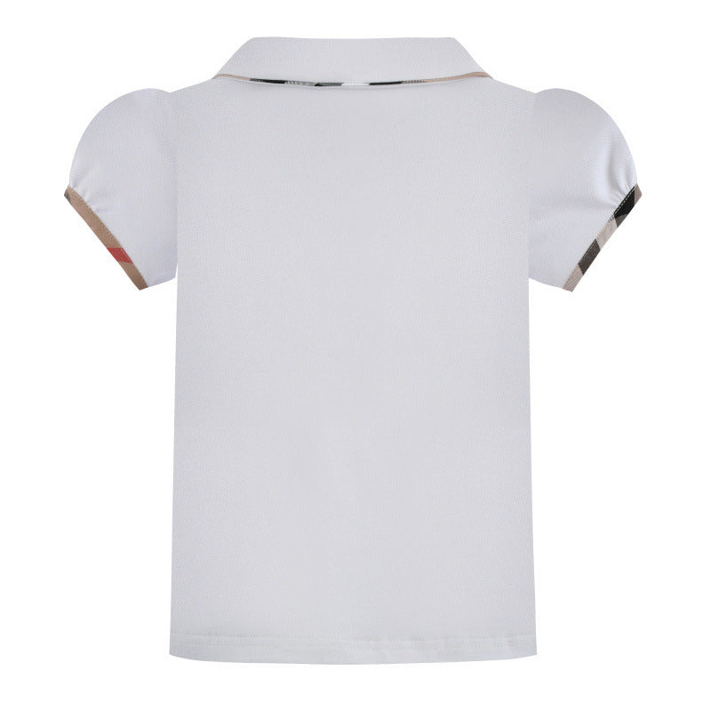 Europees en Amerikaans Contrasterend Geruit Revers Polo met Korte Mouwen voor Peuter /  Kinderen