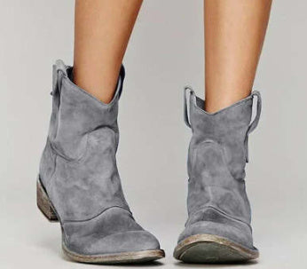 Amerikaanse Suède/PU-Leren Enkel Cowboy Laarzen met Vierkante Hak voor Dames & Plus-size