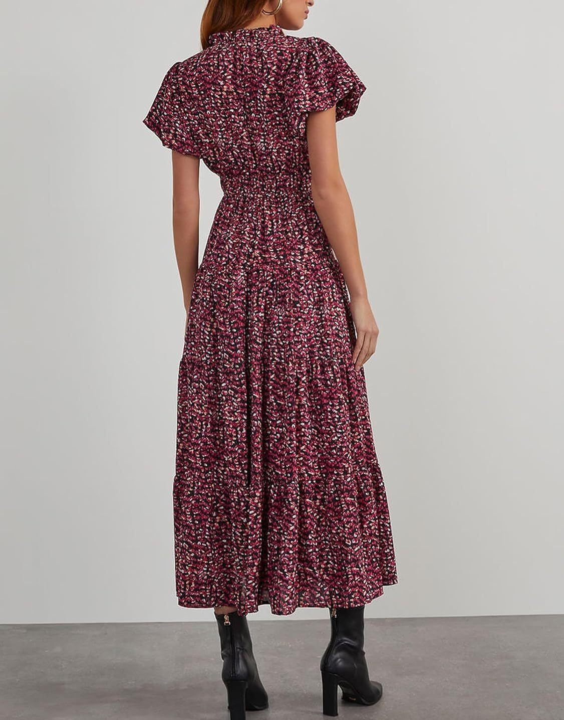 Casual V-hals All-overprint Maxi-jurk met Korte Mouwen voor Dames & Plus-size