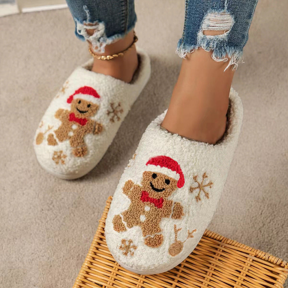 Kerstmis Stijlvolle Winterse Warme Slip on Antislip Fuzzy Kerstpantoffels voor Binnen voor Unisex