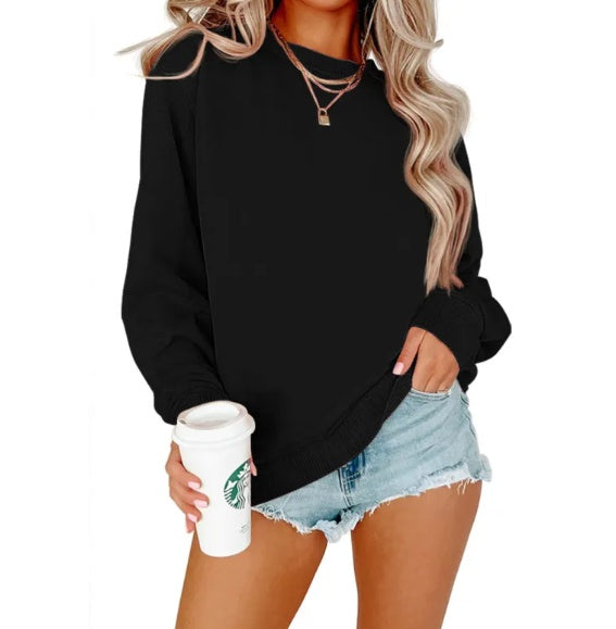 Casual in Effen Kleur Sweatshirt met Ronde Hals en Lange Mouwen voor Dames & Plus-size