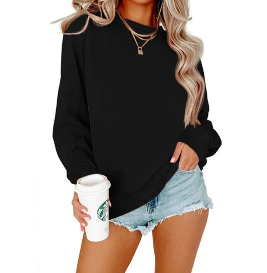 Casual in Effen Kleur Sweatshirt met Ronde Hals en Lange Mouwen voor Dames & Plus-size