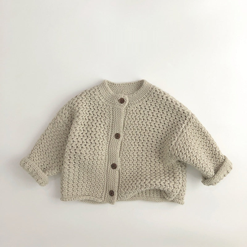 Western Stijl Retro Gebreide Vest met Lange Mouwen en Knopen voor Kinderen