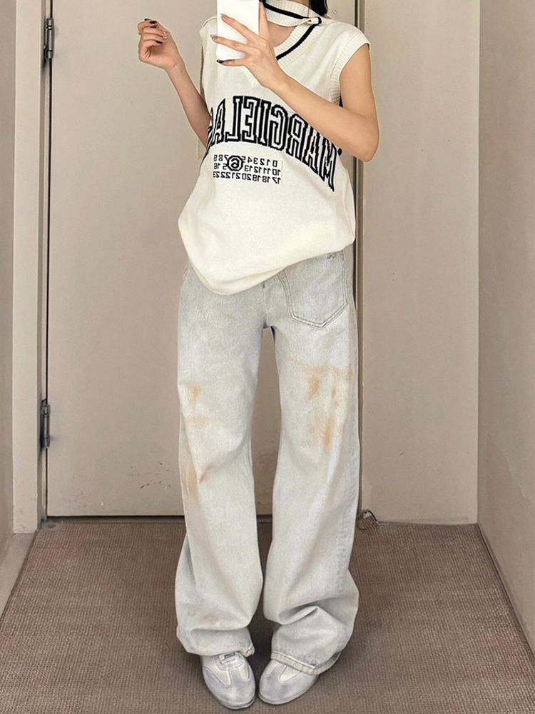 Amerikaanse Retro Stikseljeans voor Dames/ Plus-size/ Meisjes