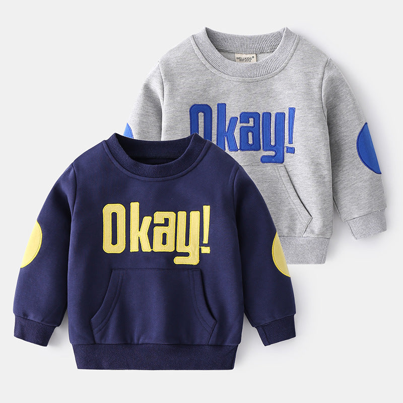 Casual Trendy Sweatshirt Geborduurde Engelse Tekst en patch voor Peuters / Kinderen
