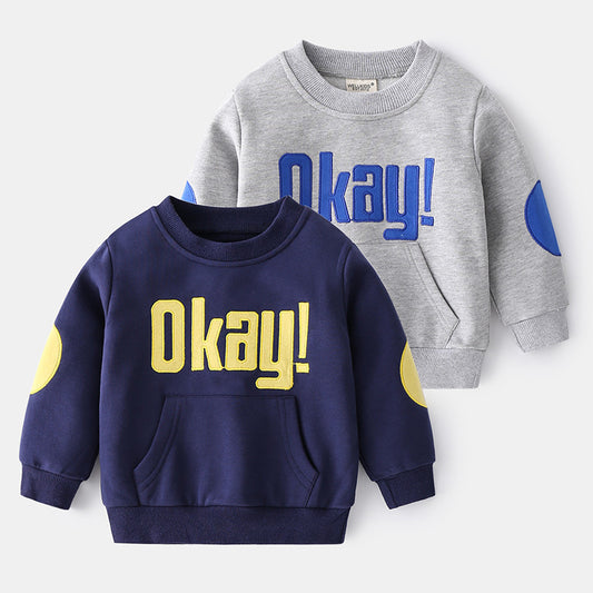 Casual Trendy Sweatshirt Geborduurde Engelse Tekst en patch voor Peuters / Kinderen