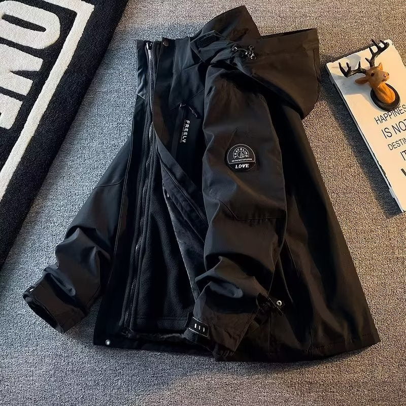 Fashion Outdoor Jas in Effen Kleur met Capuchon in Amerikaanse Stijl voor Heren & Jongens