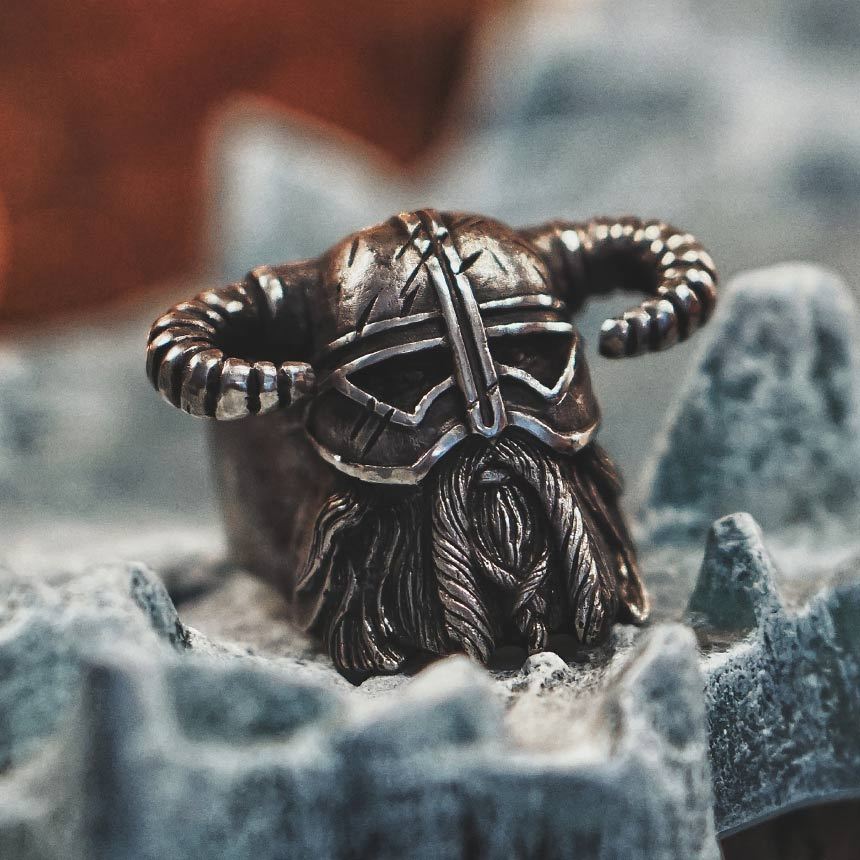 Europese Vintage Designer Zilveren Noorse Viking Gladiator Ring in voor Heren