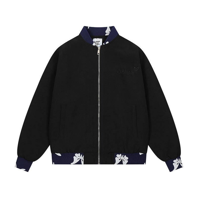 Amerikaanse Retro High Street Jacquard Weave Zip Jacket voor Dames & Plus-Size