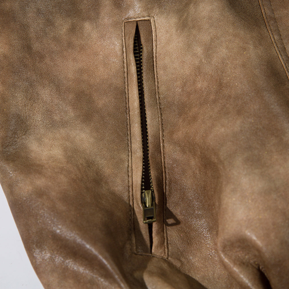 Contrasterende Kleur Jacket van PU-Leer voor Heren & Dames/ Plus-size