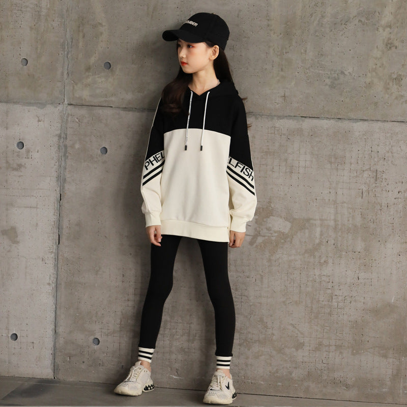 Tweedelig Set Sportswear Hoodie met Tekstprint & Joggingbroek voor Meisjes