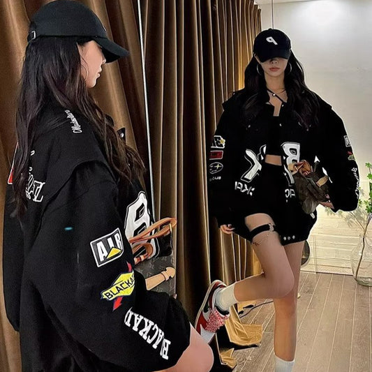 American Jacket Design Sense Racing Jacket  met Print voor Dames & Plus-size